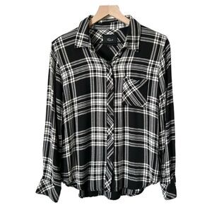 Rails Black Plaid Button Down Shirt Size Medium